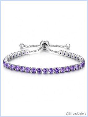925 Sterling Silver Tennis Bracelet Cubic Zirconia Adjustable Bolo